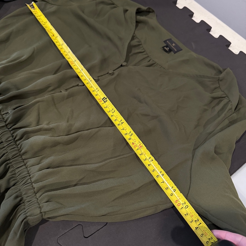 Worthington Olive Green Long Sleeve Blouse - Picture 8 of 11